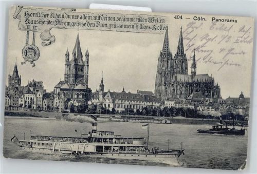 Köln Stadt Panorama Fluss Schiff Dom