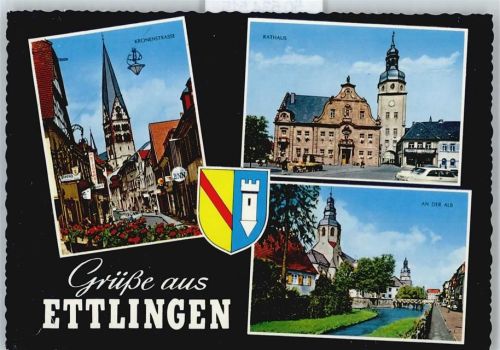 Ettlingen Kirchenstraße Rathaus Fluss Brücke