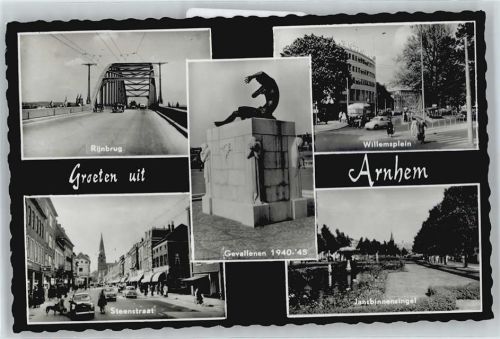 Arnhem Steenstraat, Jansbinnensingel, Willemsplein, Denkmal, Brücke