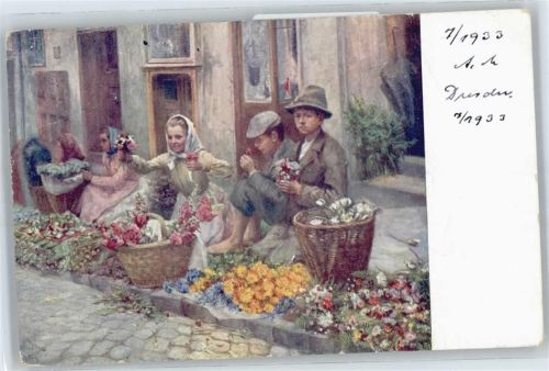 A.K. , Kinder verkaufen Blumen , Dresden