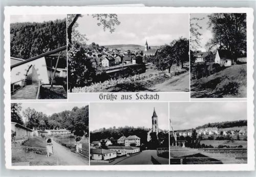 74743 W6966 Seckach - Panorama Kirche Berg Gasthof zum Lamm