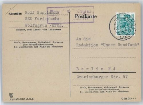 Wolfsgrün Landpoststempel