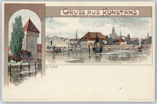 78462 W7750 Konstanz - Künstlerkarte K. Mutter, Boot, Teilansicht