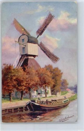 Volendam Mühle Fluss Schiff AKU2