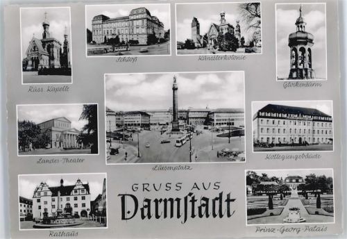 Darmstadt Schloß, Rathaus, Theater, Luisenplatz, Kollegiengebäude