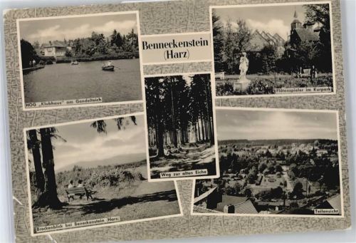 Benneckenstein Kurpark, Brockenblick, Weg zur alten Eiche, Gaststätte Klubhaus am Gondelteich
