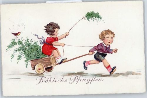 Mädchen auf Blumenwagen