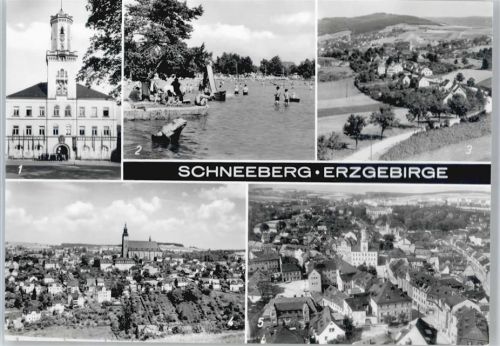 Schneeberg Rathaus, Sttrandbad, Gleesberg, Teilansichten