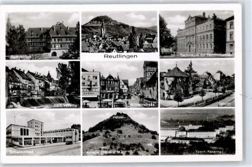 Reutlingen Schule Gymnasium, Technikum für Textilindustrie, Wilhelmstraße, Schwimmbad, Achalm, Kaserne, Elsturm