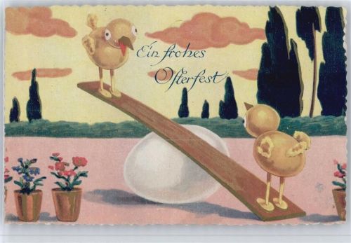 Kücken auf Eierwippe , Marke entfernt Ostern