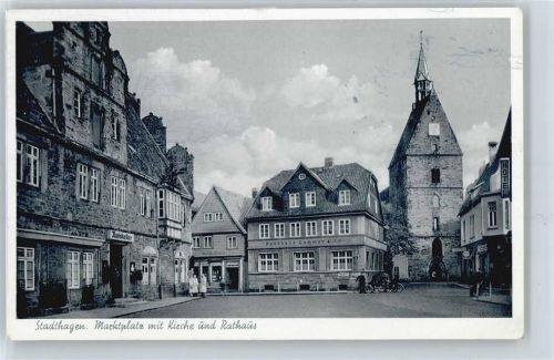 Stadthagen Marktplatz, Kirche, Rathaus, Ratskeller, Landpoststempel