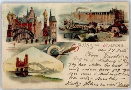 Hamburg Brooks Brücke, Neue Elbbrücke, Freihafen Lagerhäuser