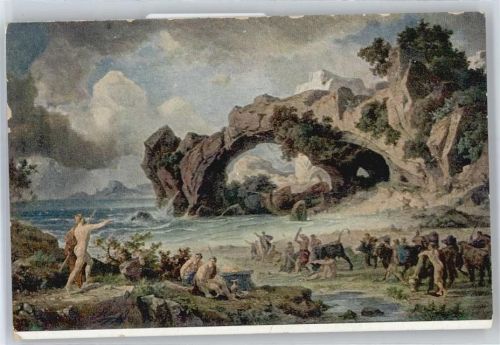 Künstlerkarte, Die Genoosen des Odysseus vergreifen sich an den Rindern des Helios