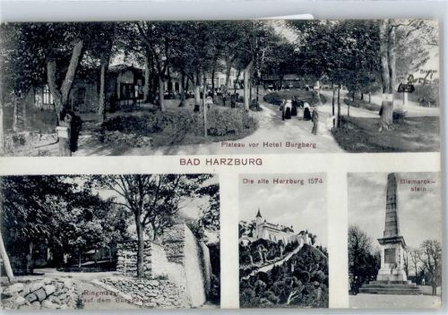 Bad Harzburg Hotel Burgberg, Bismarck-Denkmal, Canossa-Säule, Riengmauer auf dem Burgberg, Die alte Harzburg