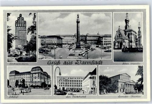 Darmstadt Hochzeitsturm, Schloss, Luisenplatz, Parkhotel, Russische Kapelle, Landes-Theater