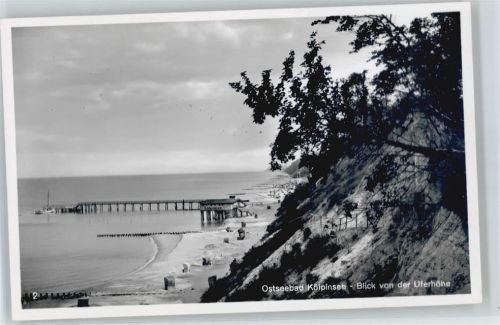 Kölpinsee Blick vom Steilufer, Strand, Seebrücke