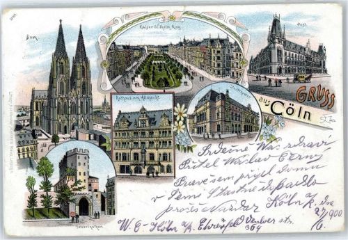 Köln Stadt Dom, Kaiser-Wilhelm-Ring, Postamt, Stadttheater, Rathaus am Altmarkt, Severintor