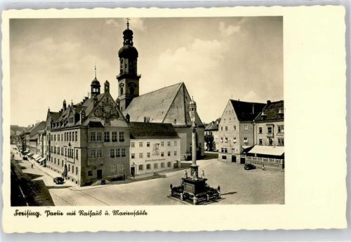 85354 W8050 Freising , Oberbay - Rathaus, Mariensäule