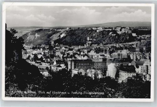 Koblenz Blick auf Hochhaus, Festung Ehrenbreitstein