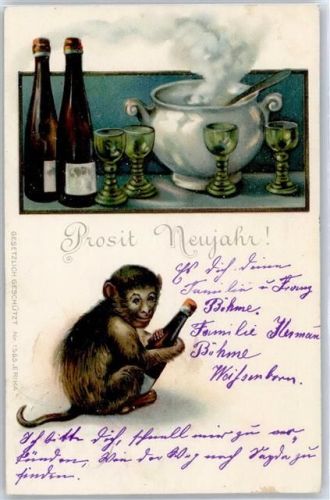 Affe mit Sekt