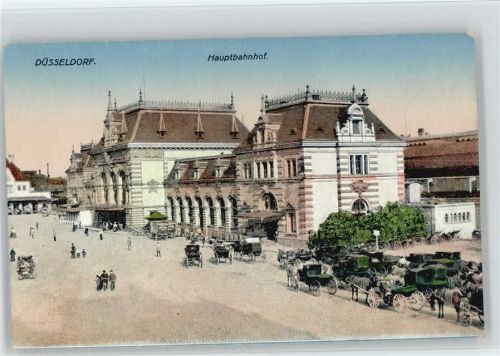 Düsseldorf 1915 Hauptbahnhof Kutschen