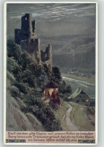 Volkslieder AK Nr. 97 Dort wo der alte Rhein mit seinen Wellen , Burg