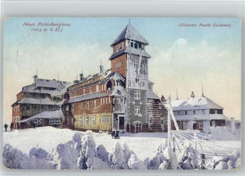 09484 O9312 Oberwiesenthal - Fichtelberghaus Winter Hüttenstempel