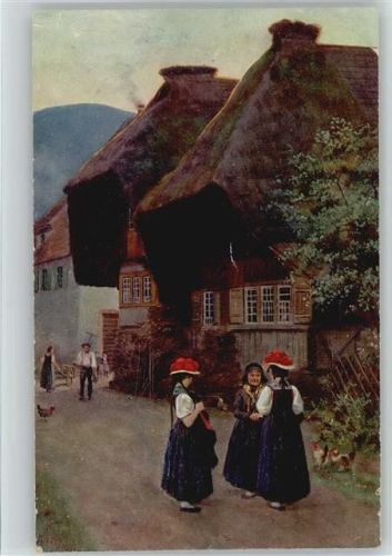 sign H. Hoffmann - Serie II Blatt 8 Nr. 193 Dorfstraße im Schwarzwald - Frauen klönen