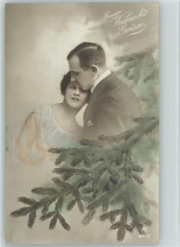 1925 Weinachtsgrüße Liebespaar