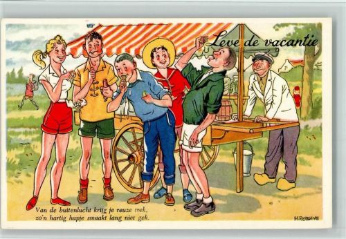Würstchen Essen - Leve de vacantie - sign Rotgans - Serie 1052-70 AK