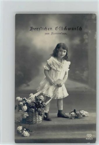 Namenstag - EAS Serie 4721-3 Mädchen mit einem Rosenkorb Foto AK