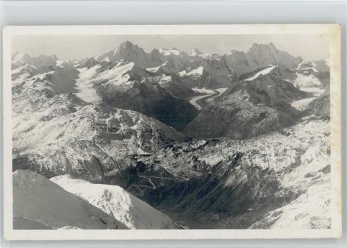 1930 Grimsel Finsteraarhorn Schreckhorn Foto AK Flieger Postkarte