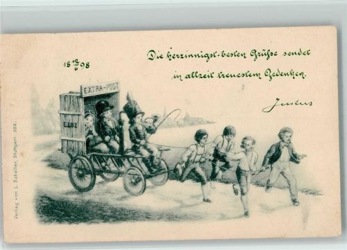 Extra Post - Kinderkutsche auf Rädern 1898 AK