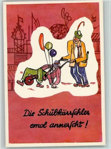 Bad Dürkheim Offizielle Wurstmarktpostkarte Humor Die Schubkärrschler emol annerscht