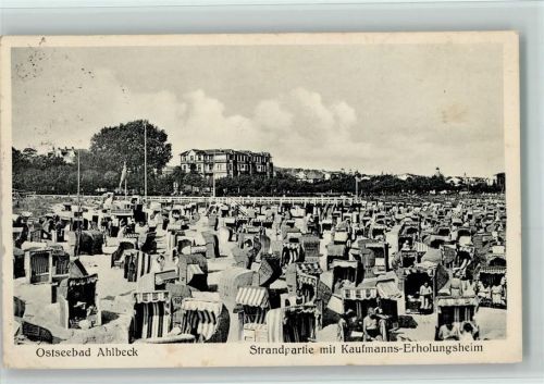 Ahlbeck Strandpartie mit Kaufmanns-Erholungsheim Strandkörbe
