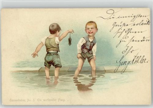 1901 Litho Gassenbuben No 5 Kinder
