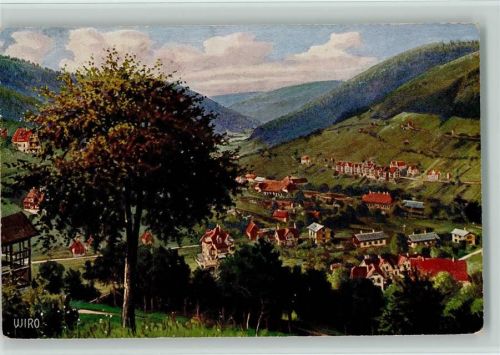 Bad Wildbad Wiedemanns Künstlerkarte Wiro Serie Wildbad Nr. 2745A Enztal sign.