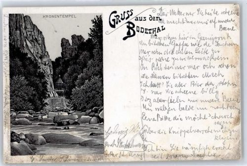 06502 O4308 Thale Lithographie Kronentempel
