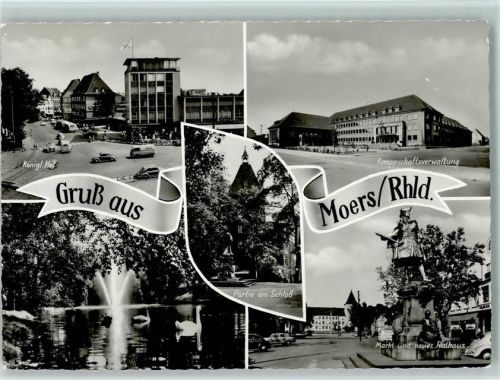 Moers knappschaftsverwaltung Königl. Hof Springbrunnen Partie am Schloß Markt und neues Rathaus