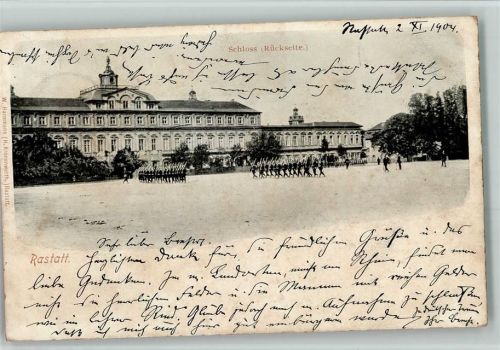 Rastatt 1904 Schloss Rückseite Soldaten