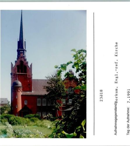 Borkum Evangel.-Reform. Kirche Foto montiert auf Karton