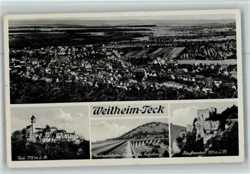 Weilheim Ortsansicht Burg Teck Reichsautobahn-Brücke bei Aichelberg Ruine Reußenstein