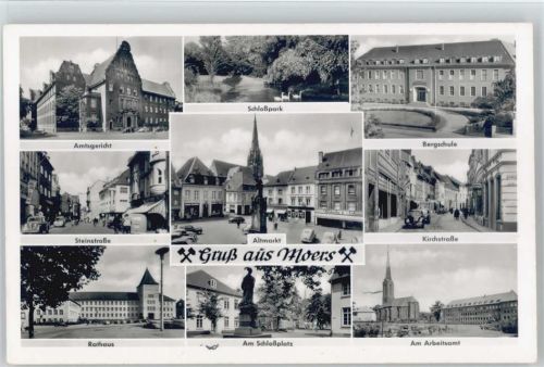 Moers Amtsgericht Schloßpark Bergschule Kirchstraße Altmarkt Arbeitsamt Schloßplatz Rathaus Steinstraße VW-Käfer