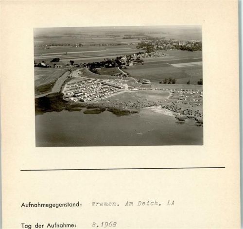 Wremen Luftaufnahme Am Deich Foto montiert auf Karton