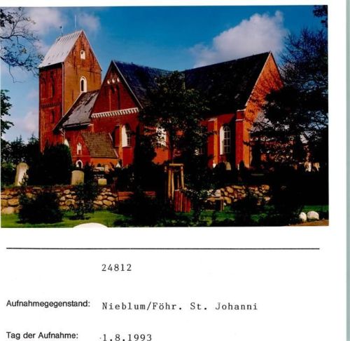 Nieblum St Johannis Kirche Foto montiert auf Karton