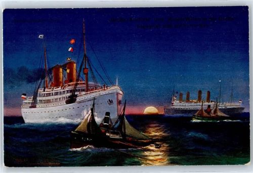 No.988 , Dampfer bei Nacht