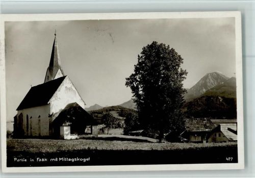 Faak Ortsansicht Kirche mit Mittagskogel