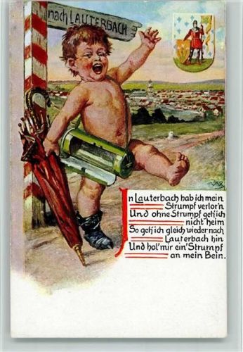 Lauterbach Kind mit einem Strumpf Strumpflied Wegweiser