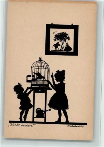 Nicht beißen Kinder Vogelkäfig Vogel Bild Gießkanne sing.H.Schaberschul
