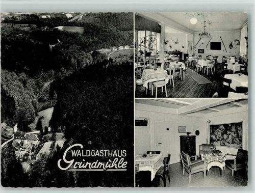 Laubach Waldgasthaus Grundmühle Innenaufnahmen Gastraum Sitzgruppe 3-Bildaufnahme